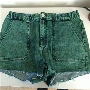 Target - Green Acid Wash Denim Shorts